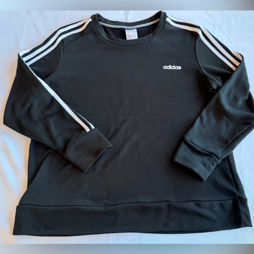 Adidas Women’s Black Climalite Sweatshirt with White Accents Size XL